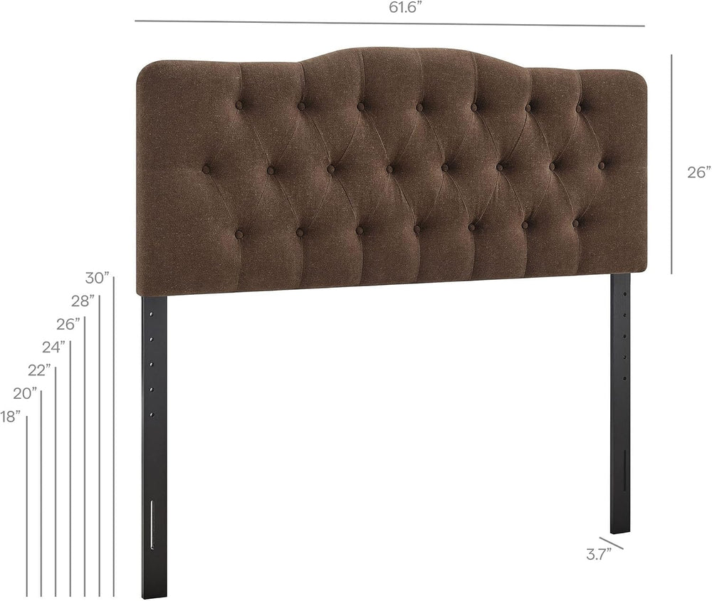 Modway Annabel Premium Linen Blend Queen Headboard in Cocoa - Soft Fabric Hea...
