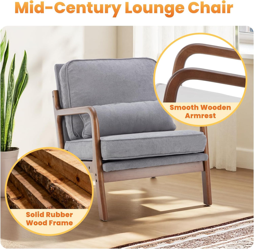 DUMOS Mid Century Modern Chairs Set of 2, Accent Chair with Arms and Waist Cu...
