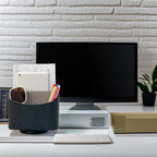 UnionBasic Rotating Desk Organizer, 360 Degree Desk Spinning Caddy, Desktop TV Guide/Mail/Media/Remote Controller Holder Organizer,Fishskin Black