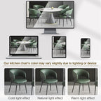 Modern Dining Chairs Set of 6, Faux Leather Upholstered Kitchen Chairs with Curved Back and Metal Legs, Mid Century Chairs for Dining Room, Kitchen, or Café (Green)