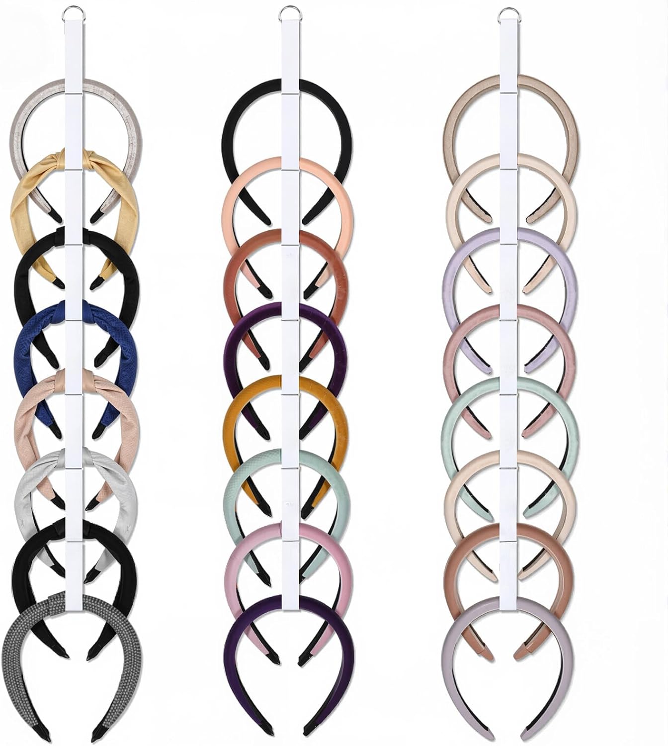 3 Pcs Headband Holder Organizer for Girl Headpiece Hanger Organizer White Hair Hoop Display Hair Accessories Organizers Bedroom College Dorm Decor Vertical Hanging Hairband Storage for Girls Women