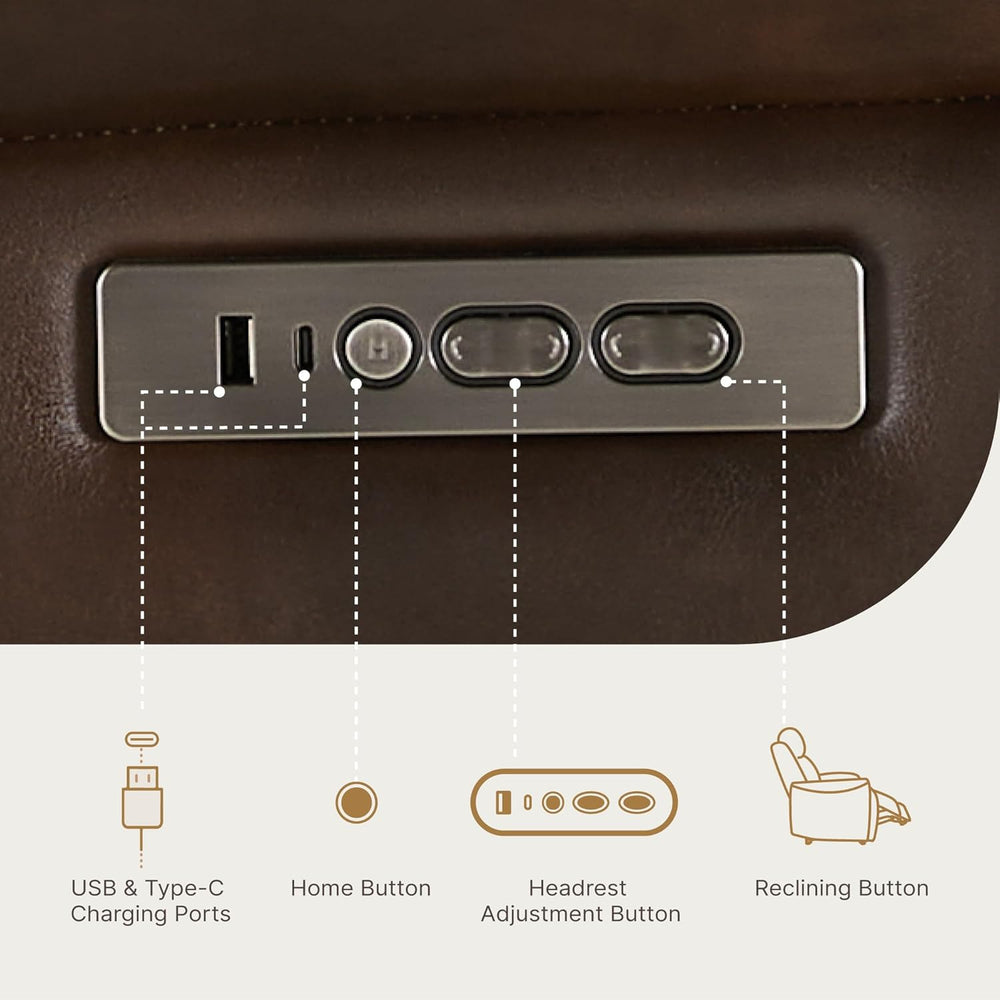 KISLOT Dual Motor Power Recliner Chair,Zero Gravity USB & Type-C, Espresso