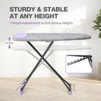 APEXCHASER Ironing Board with Iron Rest, Compact and Space Saver Iron Board, Extra Thick Cover, Height Adjustable, Wall Mount & Closet Hanger 13x43 Grey