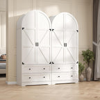 Gyfimoie White Armoire Wardrobe Closet with 2 Drawers, 74.8" Wooden Wardrobe with 2 Doors, Freestanding Closet Armoire Cabinet with Hanging Rack, Clothing Storage Cabinet for Bedroom (White)