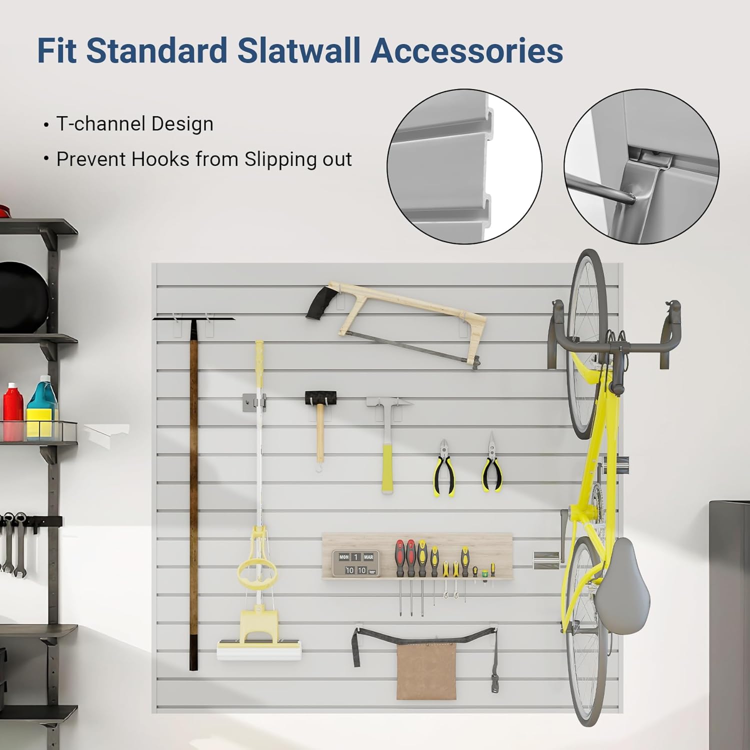 Slatwall Panel 4 FT x 4 FT, Interlocking Slat Wall Paneling, Wall Mounted PVC Wallpanel, Suitable for Garage Storage and Organizer, Slatwall Board, Shelves - Grey