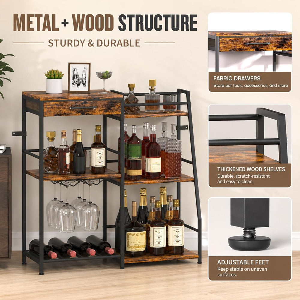 Homde Wine Rack Freestanding Floor: 3-Tier Liquor Bottle Display Stand | Vint...