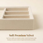 Elsjoy 8 Pack Velvet Jewelry Trays, Stackable Jewelry Organizer Trays for Drawers, Beige Jewelry Storage and Display Tray Inserts for Necklaces, Rings, Earrings