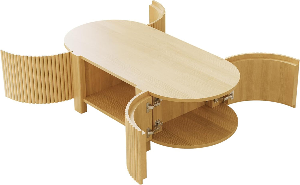 Flieks Living Room Table Set of 2 with 1 Coffee Table and 1 Side Table, Rubbe...
