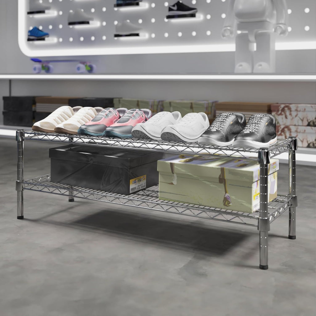 14" Deep x 42" Wide x 14" Height Wire Shelving Kit | 2-Tier | NSF Commercial Storage Rack Unit