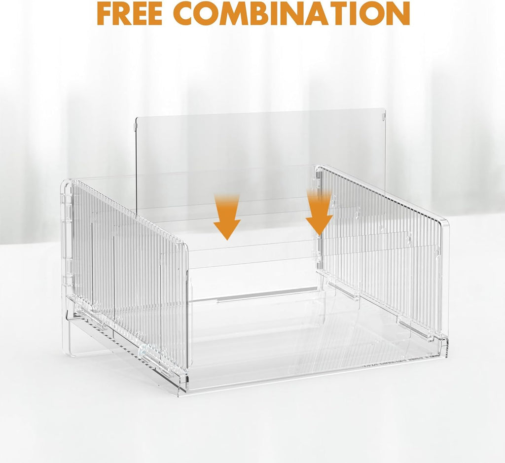File Sorter Organizer, 5 Sections Acrylic Letter Tray for Desk, Mail Organizer Letter Holder for Envelopes, Mail, Electronics 2Pack 2PCS
