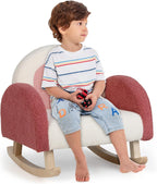 Honey Joy Toddler Rocking Chair, Kids Rocker with Solid Wood Frame & Plush Fabric, Anti-Tipping Design, Toddler Couch for Kids Room, Playroom, Nursery, Bedroom (Red)