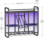 HOOBRO Wall Mounted Wine Rack with LED Light, Wine Shelf with Glass Holder | 4 Tier Metal Hanging Wine Display Shelf, Liquor Bottle Display Rack, for Kitchen, Home Bar, Dining Room