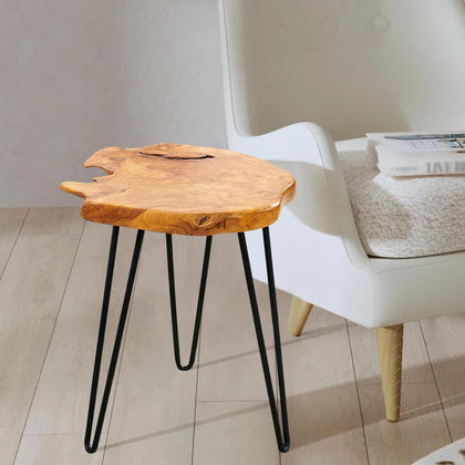 Greenage Cedar Roots Naturally Live Edge Side Table 16" x 14" x 21" Height Natural Wood End Table for Living Room Bedroom Home Decor Wooden Plant Stand