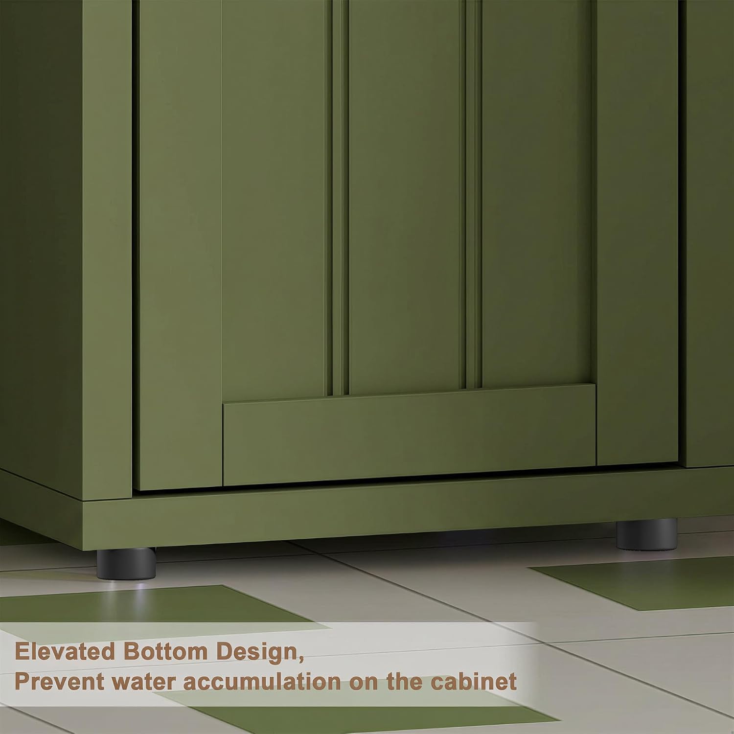 ChooChoo Narrow Bathroom Storage Cabinet with Adjustable Shelves and Drawer | Tall Slim Storage Cabinet, Freestanding Cupboard for Small Spaces, Green