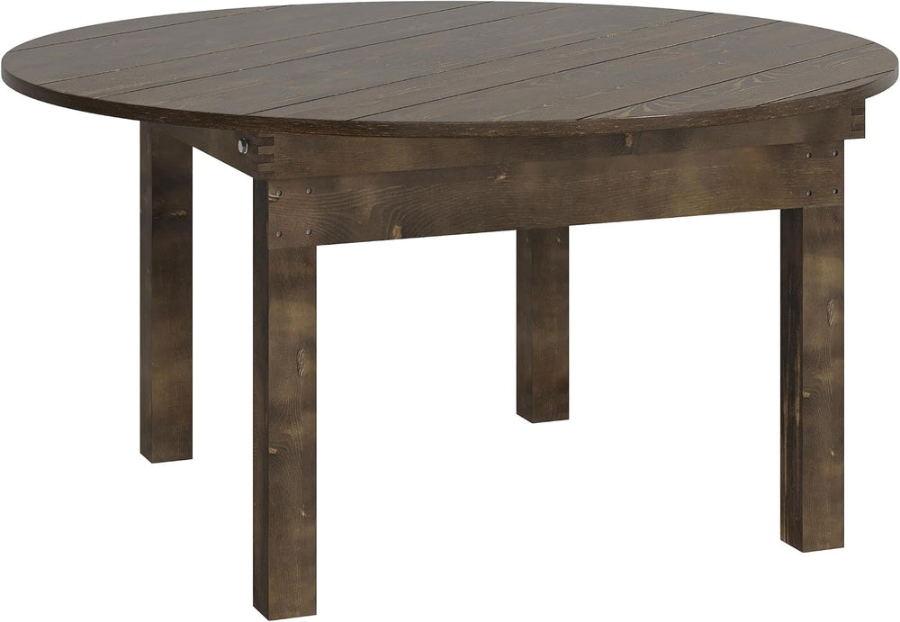 Flash Furniture Hercules Commercial Round Farmhouse Folding Table, Antique Ru...