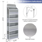 QINGUANG Over The Door Organizer,Hanging Organization and Storage, Behind Door Organizer with Side Pockets, 35 lbs Capacity,Anti Tilt, for Nursery, Bathroom, Bedroom,Dorm (4-Shelf)