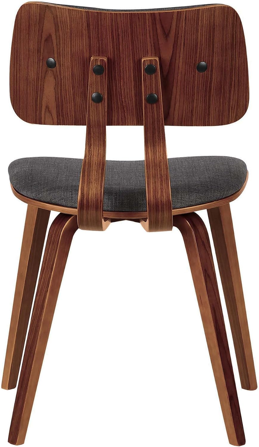 Armen Living Jaguar Dining Chair in Charcoal Fabric and Walnut Wood Finish,Ch...