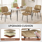 Dining Chairs Set of 6, Mid Century Modern Dining Room Chair, Upholstered Faux Leather Kitchen Chairs with Thick Cushion and Walnut Bentwood Back for Kitchen Dining Room, Khaki