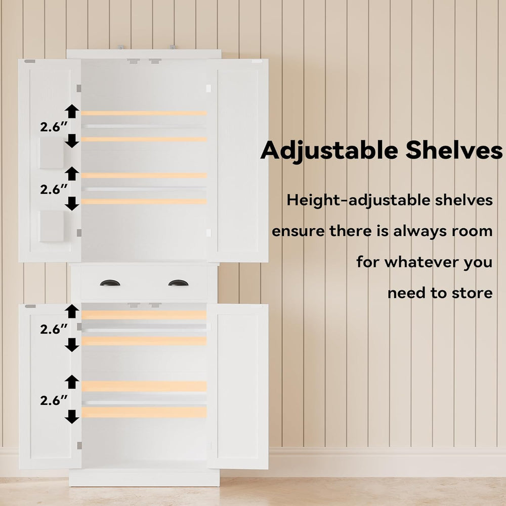 IRONCK Kitchen Pantry Storage Cabinet 72.6" H x 24" W, White | Free...