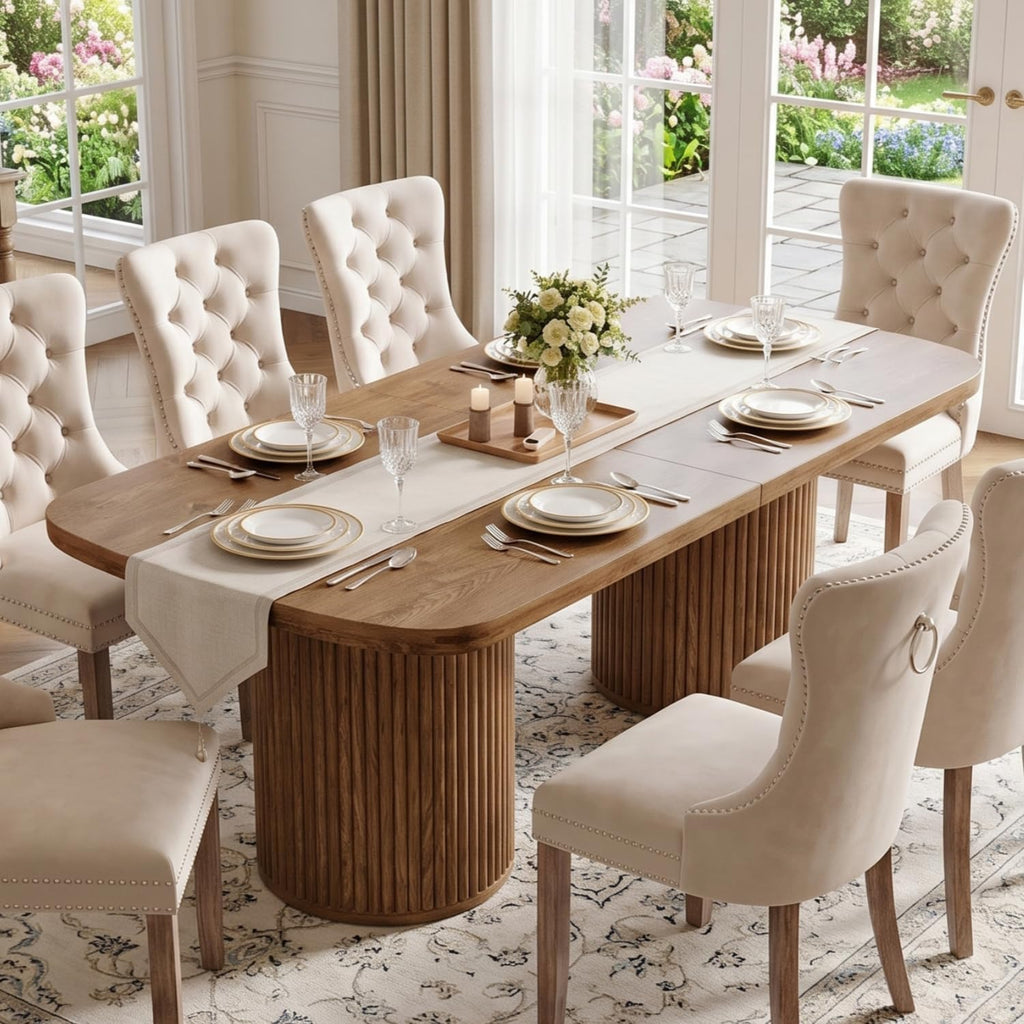79" Dining Room Table for 6 8 10 Person, Large Wood Dining Table, Rectangular Modern Mid-Century Farmhouse Dining Room Table for 6 8 10, Ideal for Dining & Gatherings