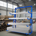 4 Tier Cantilever Rack, 1000LB Heavy Duty Lumber Storage Rack with Adjustable Anti-Slip Shelves, Easy DIY Assembly Space-Saving Pipe Rack for Small Warehouse, Garage, Shed