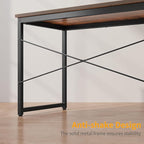 Cubiker Computer Desk 55 inch Home Office Writing Study Desk, Modern Simple Style Laptop Table with Storage Bag, Brown