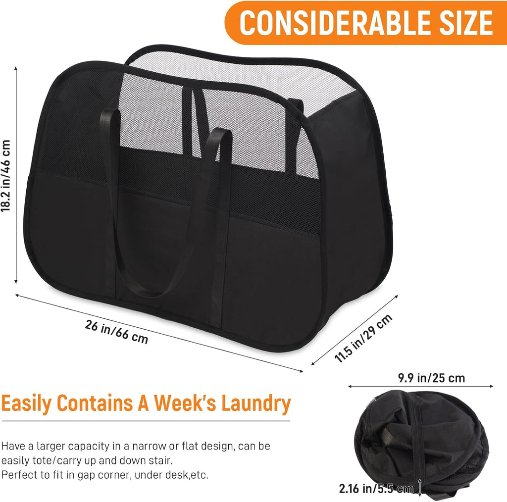 Collapsible Laundry Baskets with Easy Carry Handles, 95L Clothes Hamper for Storage, Foldable Laundry Basket Tear-proof, Large Pop Up Hampers for Laundry, Bedroom, Bathroom, Dorm Black
