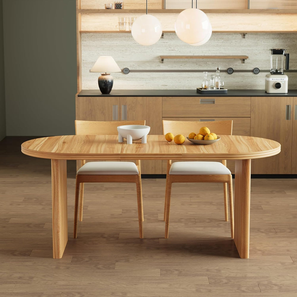 GDFStudio 55.12"-70.87" Farmhouse Extendable Oval Dining Table for ...