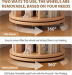Solid Wood Rotating Bookshelf on Wheels, 5 Tier, Round Revolving Bookcase, 360° Spinning Book Shelf Tower for Kids, Narrow Rolling Bookshelves for Small Space, Corner, Bedroom, Office, Natural