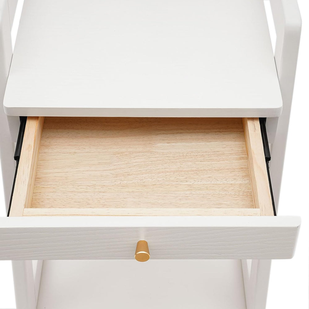 Wood End Table with Drawer, 2 Tiers Side Table with Open Storage Mobile Couch...
