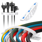 XHF 30pcs Adhesive Cable Wire Clips White, Outdoor Cable Management Wire Organizer Cord Holder for Under Desk, Car, Wall, TV PC Ethernet Cable