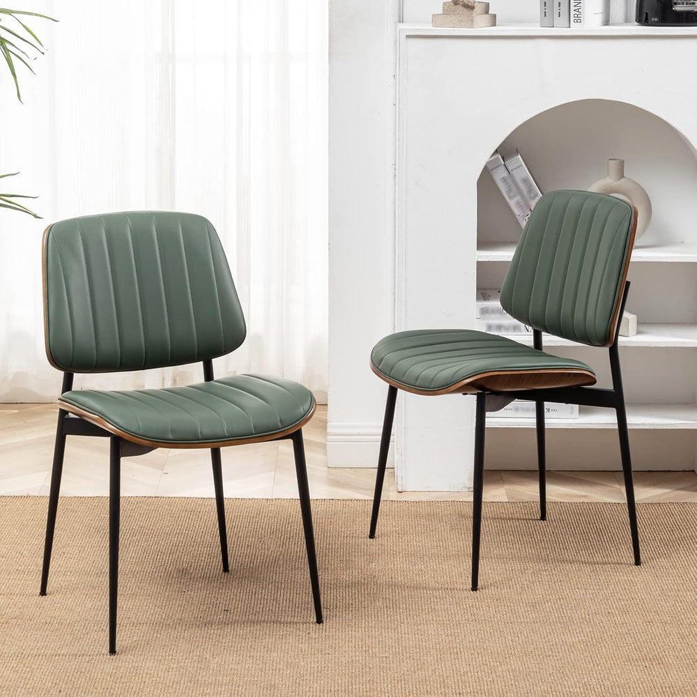 LUNLING Dining Chairs Set of 2 Mid Century Modern Retro Faux Leather Chair wi...