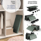 STORAGEBUD Storage Ottoman Bench with Bins, 30-in Storage Bench for Bedroom End of Bed, Folding Foot Rest Ottoman for Living Room Max 660lbs, Faux Leather Ottomans, Green