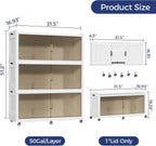 150GAL Extra Large Storage Bins with Lid, 600QT Collapsible Organizer with Wheels, Stackable Closet Cabinet with Doors, Folding Storage Containers for Home, Office, Kitchen, 3Pack White