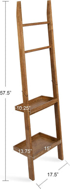 Kate and Laurel Lowry Farmhouse Wood Ladder Shelf; 18 x 14 x 58; Natural Wood; Decorative Modern Leaning Shelf for Storage and Display