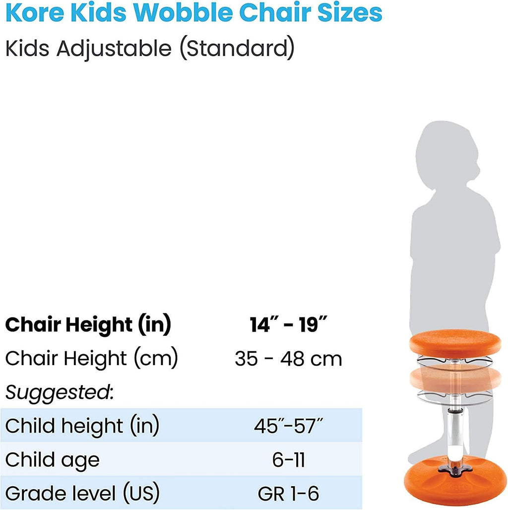 Kore Kids Adjustable Wobble Stool, Ages 6-11, 14-19in Tall, Purple | Flexible seating for classroom and home boosts focus, improves posture and channels energy; anti-tip base; Made in USA