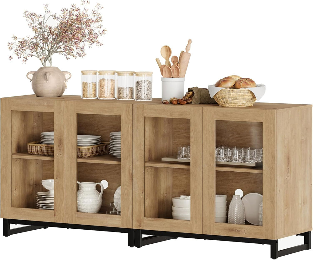 WAMPAT Sideboard Buffet Cabinets, Modern Credenza Sideboard with Adjustable S...