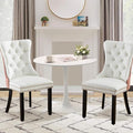 3-Pieces 31.5" Round Dining Table Set for 2, White Dining Table & PU & Velvet Upholstered Dining Chairs Set of 2 for Kitchen Dining Room Apartment Small Space(Pink & White Chairs)