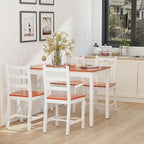 HOMCOM Dining Table Set for 4, 5 Piece Modern Kitchen Table and Chairs, Wood Dining Room Set for Small Spaces, Breakfast Nook, White