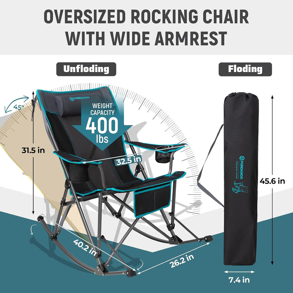 FUNDANGO Rocking Camping Chair for Adults, 400Lbs Folding Camp Chairs | 2 Pac...