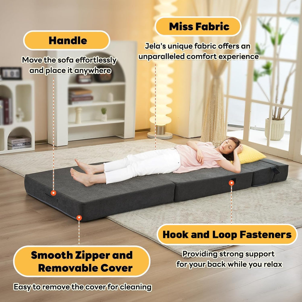jela Foldable Sofa Bed Large Soft Foam Convertible Sleeper Chair Luxury Miss ...