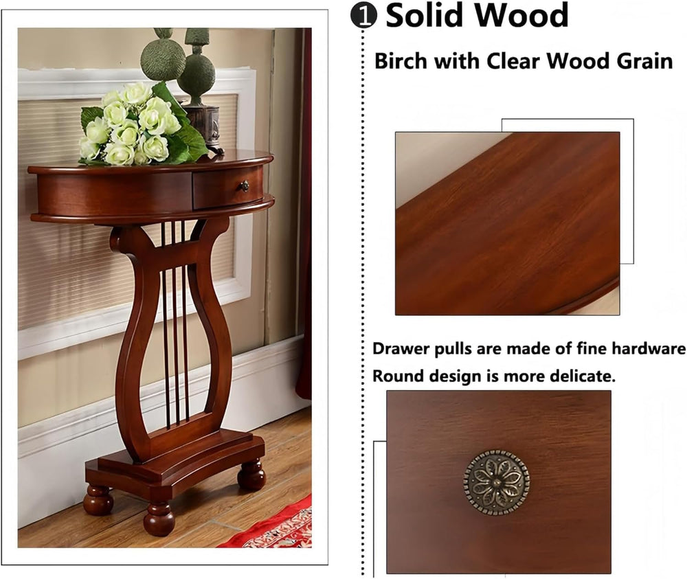 Half Moon Shaped Entryway Side Table, Narrow Semi Circle Console Table, Solid...