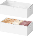 SpaceAid 2 Pack 10" High Under Bed Storage Containers, Large Underbed Storage Organizer Bins with Lids for Bedroom, Dorm, Clothes, Closet Organization, Bed Sheets and Blankets (White)