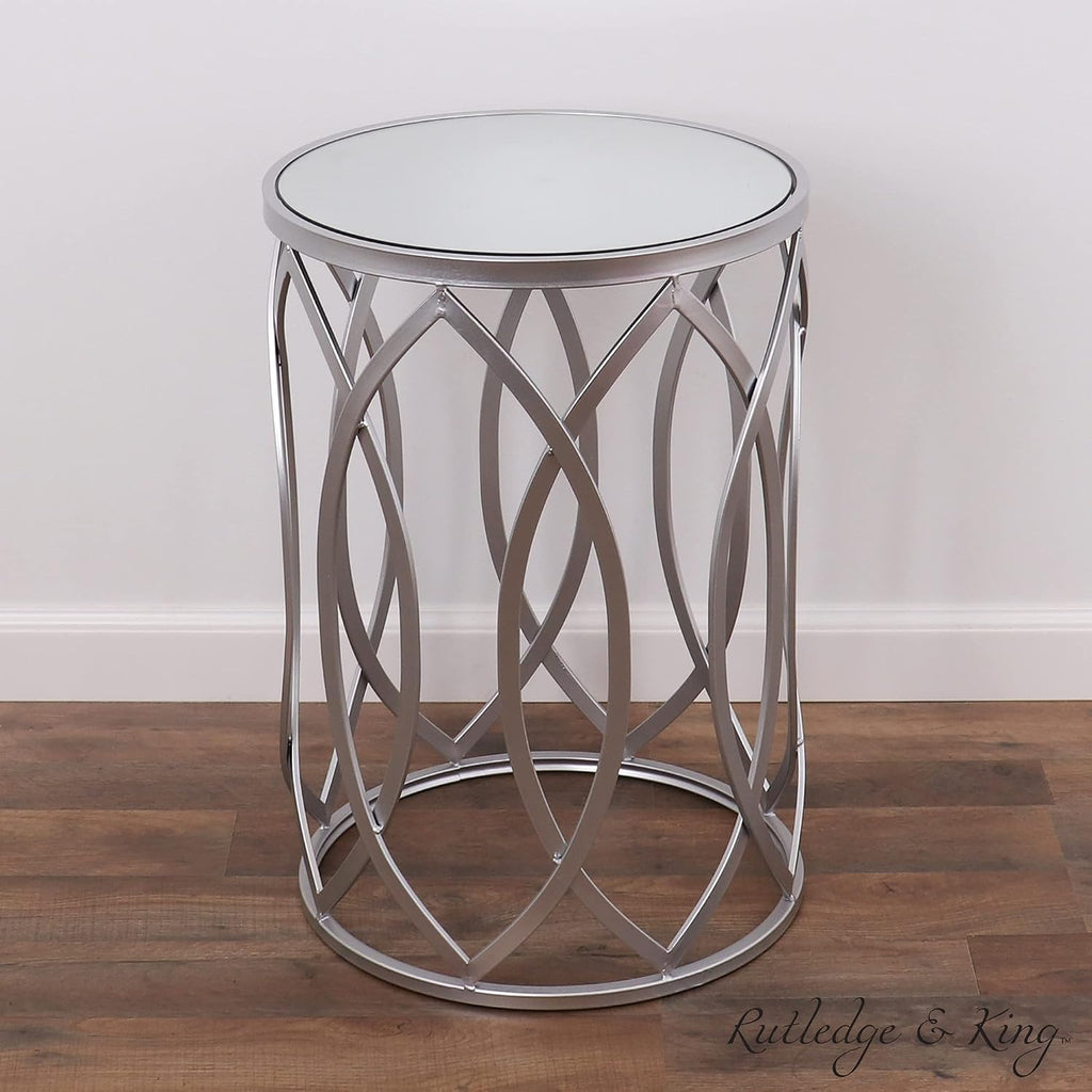 Nested Metal Side Tables - Set of 2 for Living Room & Bedroom (Silver)