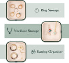 SANQIANWAN Set of 3 Small Stackable Jewelry Organizer Trays Mini Jewelry Drawer Oragnizer Small Jewelry Display Tray for Necklace Bracelet Rings Earrings and Makeup (DarkGreen)