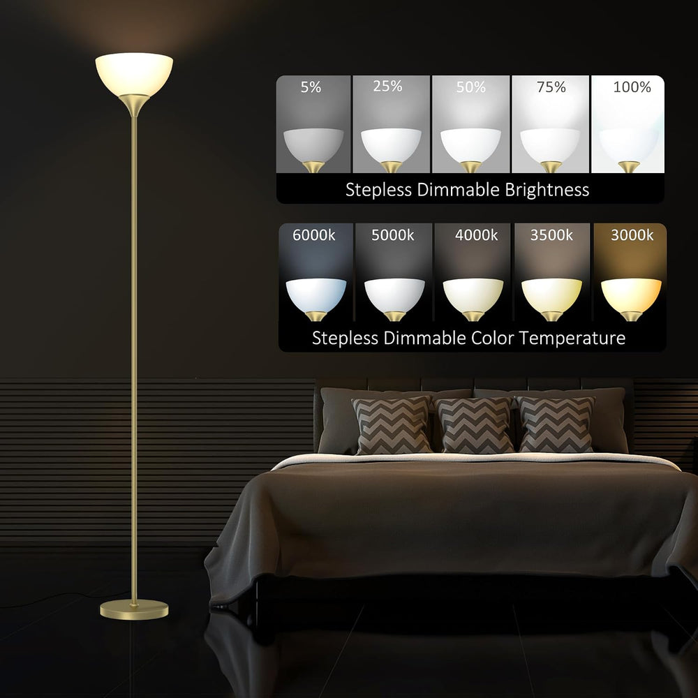 PESRAE Floor Lamp, Remote Control, Stepless Brightness & Color Temperature
