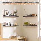 upsimples Floating Shelves for Wall, 23.6 Inch Shelves for Decor Storage Set of 6, Wall Mounted Wood Shelf for Bedroom, Living Room, Bathroom, Kitchen, Long Picture Ledge Shelves, Grey