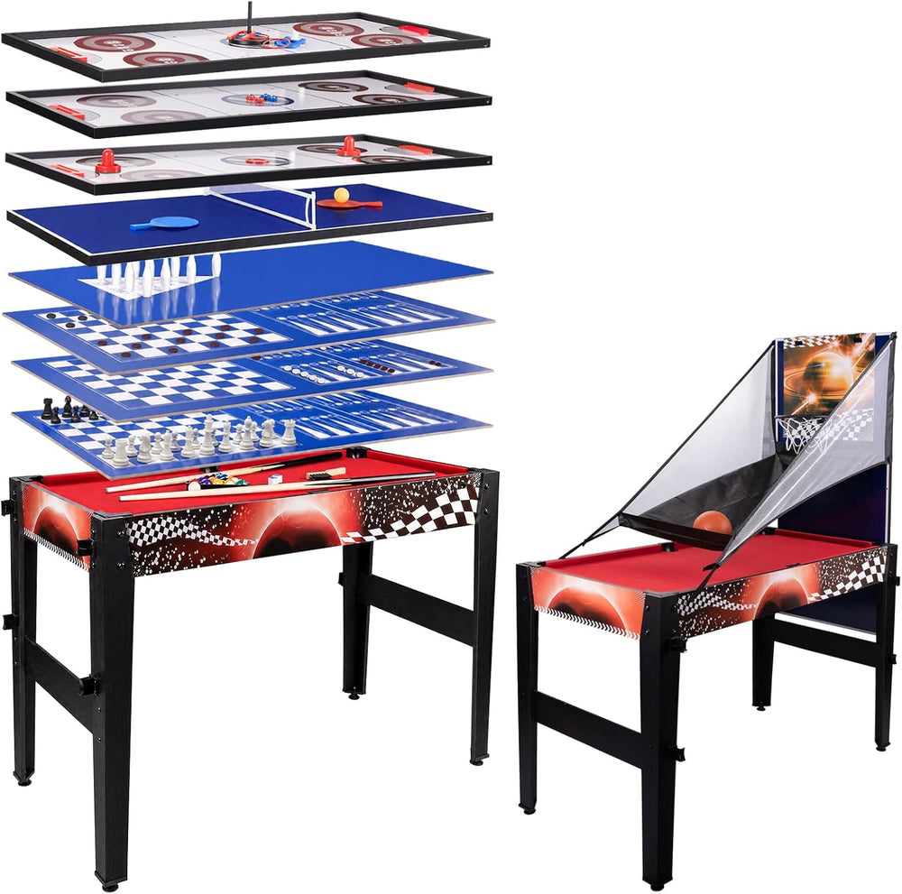HLC 48" 4-in-1 Combo Game Table with Pool Billiard Slide Hockey Foosball...