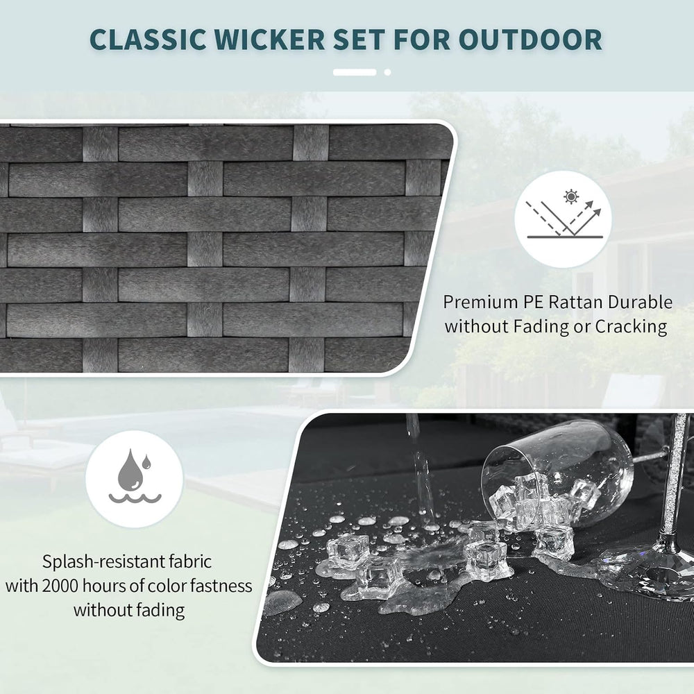 NICESOUL Modern Luxury All-Weather Outdoor Wicker Ottoman Set of 2, 500 Lbs A...