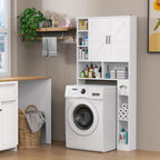 Winkalon Over The Toilet Storage Cabinet with 2 Barn Doors and Adjustable Shelves, Freestanding Toilet Shelf Organizer with Toilet Paper Holder, Space Saver for Bathroom, Restroom, Laundry